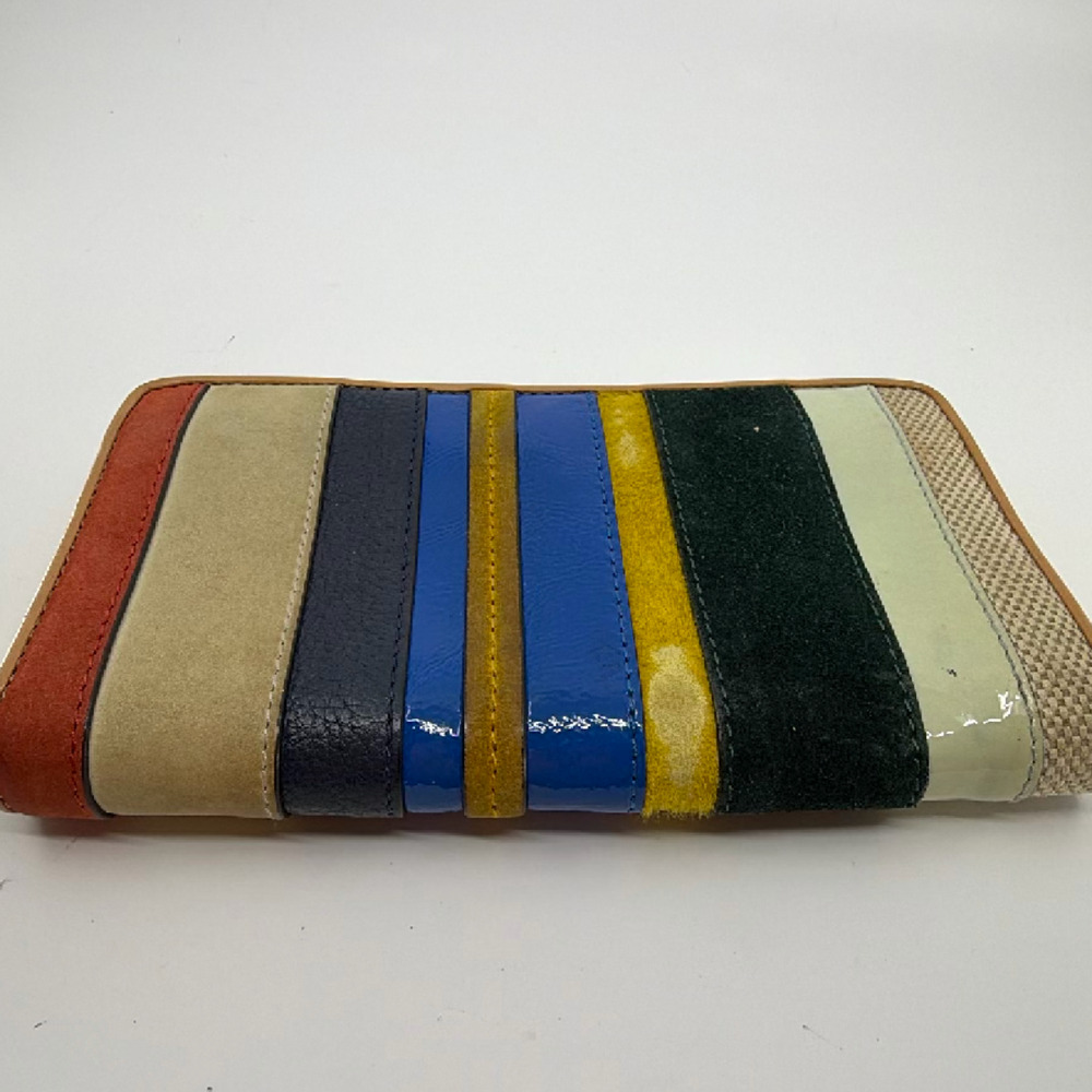 Tory Burch Striped Zip Continental Blue Leather Wallet - Picture 3 of 8